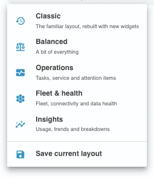 The presets menu in the header