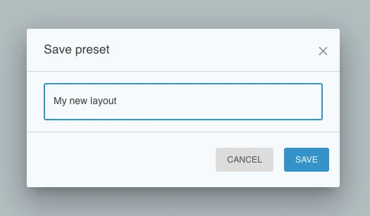 The save preset dialog asking for a name