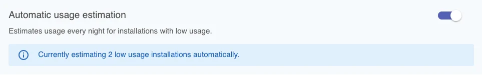 The automatic usage estimation toggle in company settings