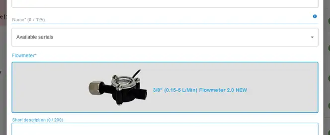 Selected flowmeter preview