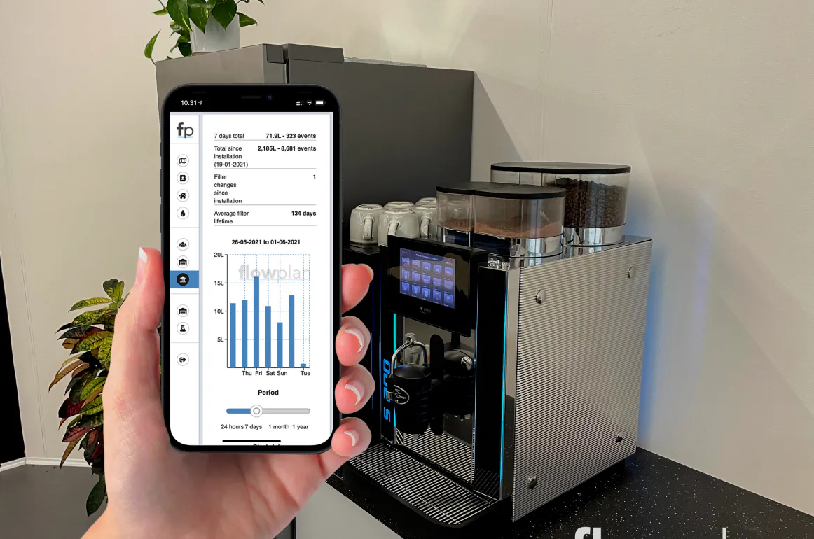 Coffee machine with the Flowplan solution installed