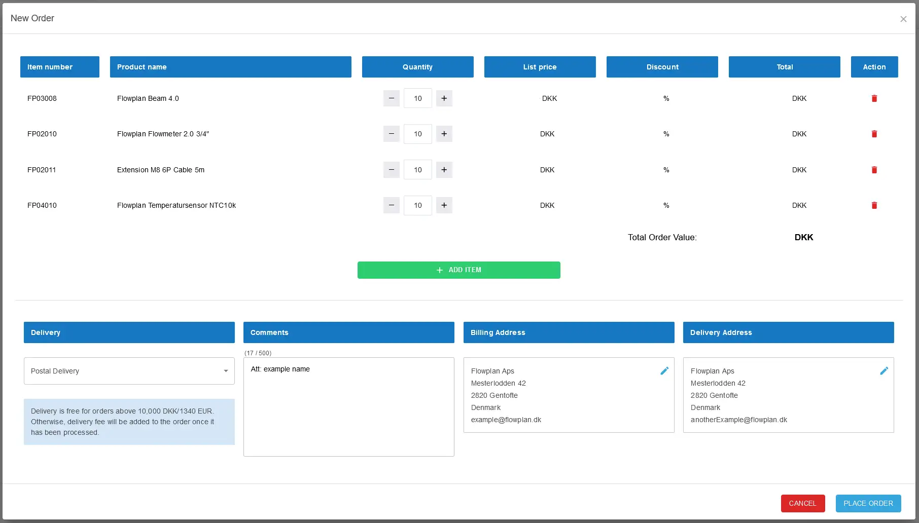An easy overview of what the order is, discounts and the total order value.